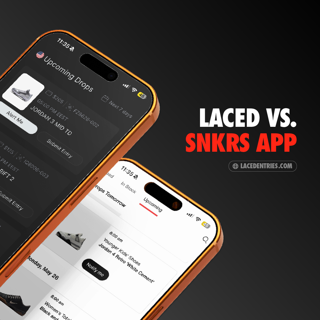 Laced SNKRS entries Vs Nike SNKRS app comparison