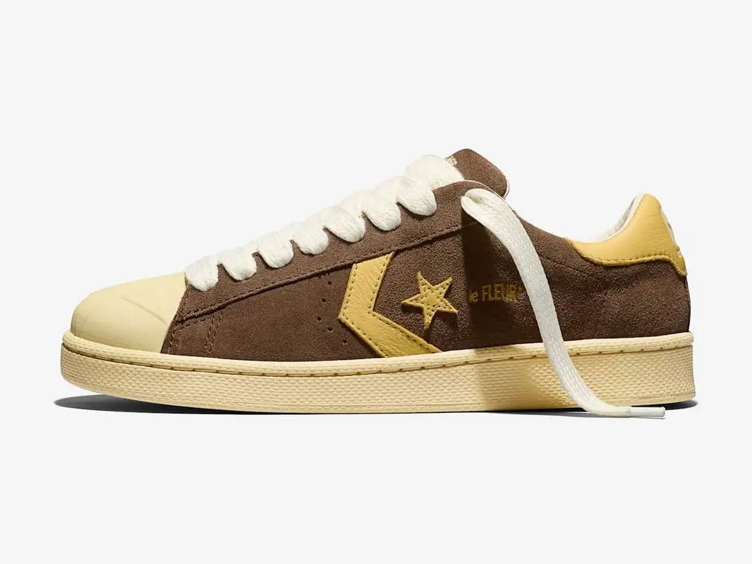 Converse x GOLF le FLEUR* Pro Leather in bison, citron, banana, side view