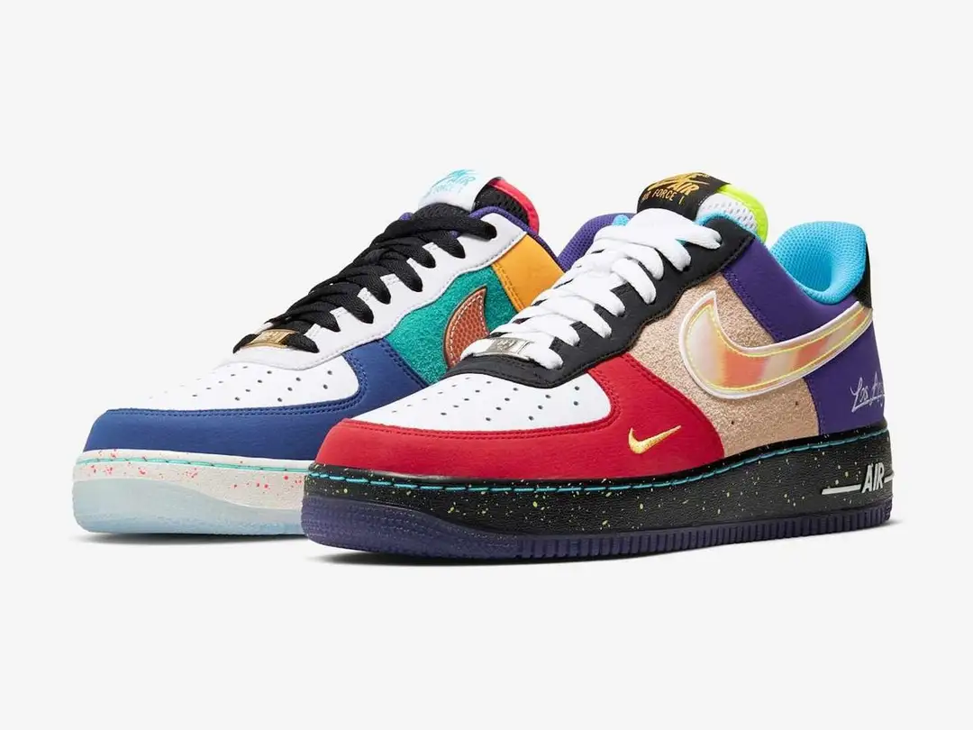 Nike Air Force 1 '07 LV8 LA in white, hyper jade, black, side view
