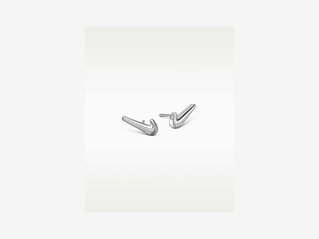 Nike Bubble Swoosh Stud Earrings in silver