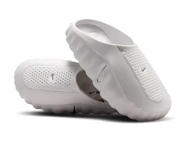 Women's Nike Mind 001 mules in summit white and phantom, as a pair