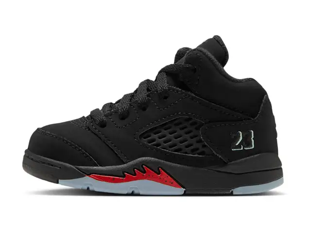 Jordan 5 Retro "Halloween" Baby/Toddler in black, picante red, glow in the dark, multi-color, side view