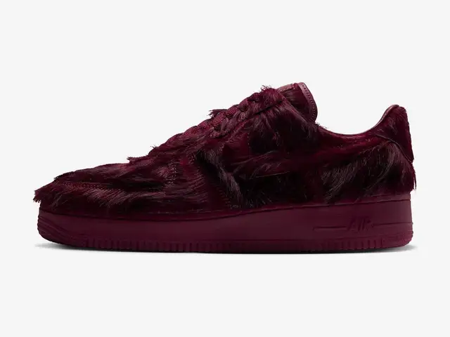 Nike Air Force 1 in team red, team red, team red, side view