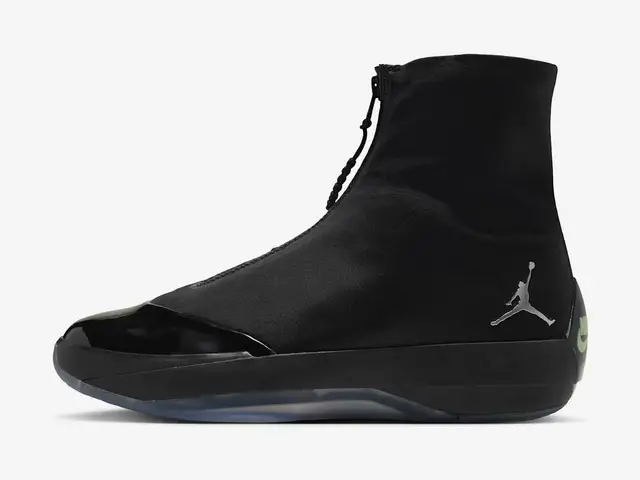 Air Jordan 40 "28" in black, barely volt, metallic silver, side view