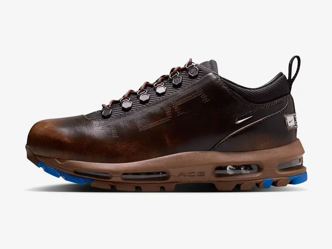 Nike Air Max Goadome x Taller de Rafa in mosswood brown, phantom, metallic silver, side view