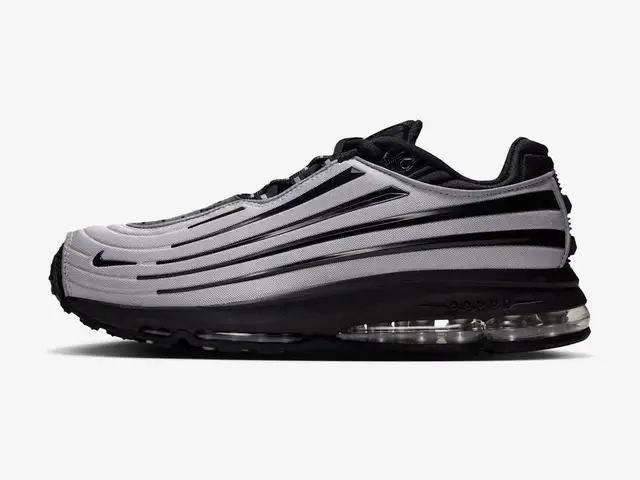Nike Air Max Ecstasy Plus in metallic silver, white, black, side view