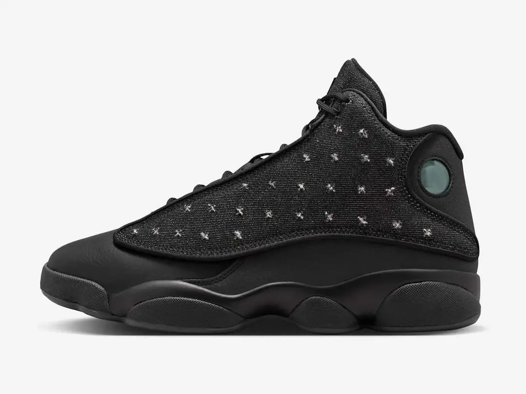 Air Jordan 13 Retro "Wings" in black, black, black, side view