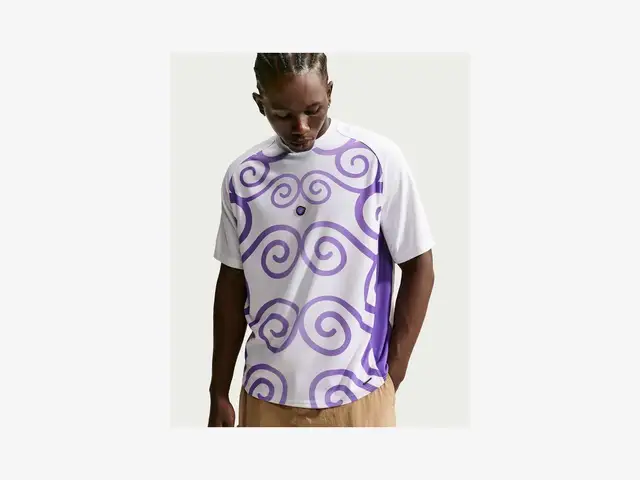 Nike x One Piece Men's Short-Sleeve Jersey in white, purple venom, atomic green
