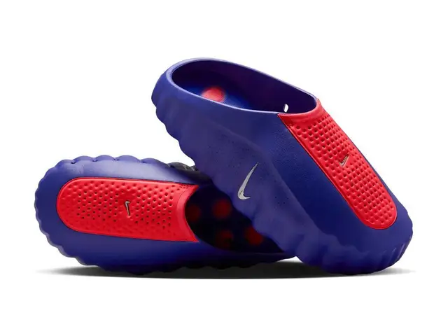 Nike Mind 001 AMP mules in indigo burst and hyper punch, as a pair