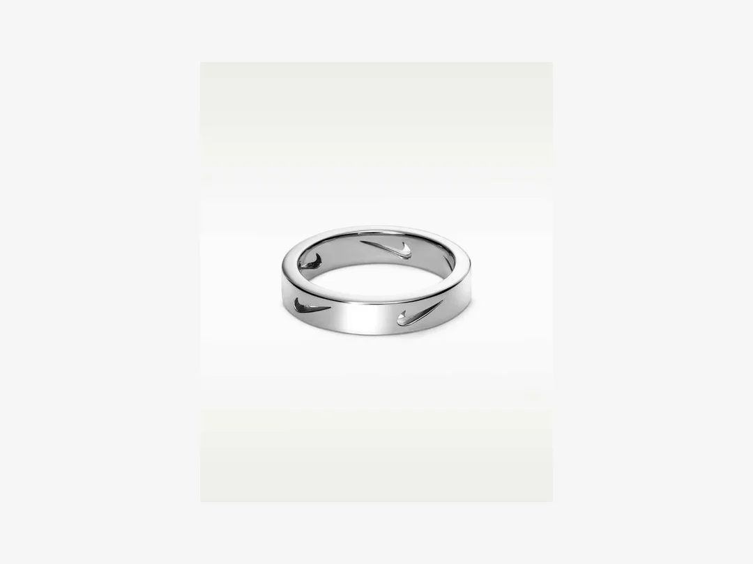Nike Cutout Swoosh 5mm Ring in silver